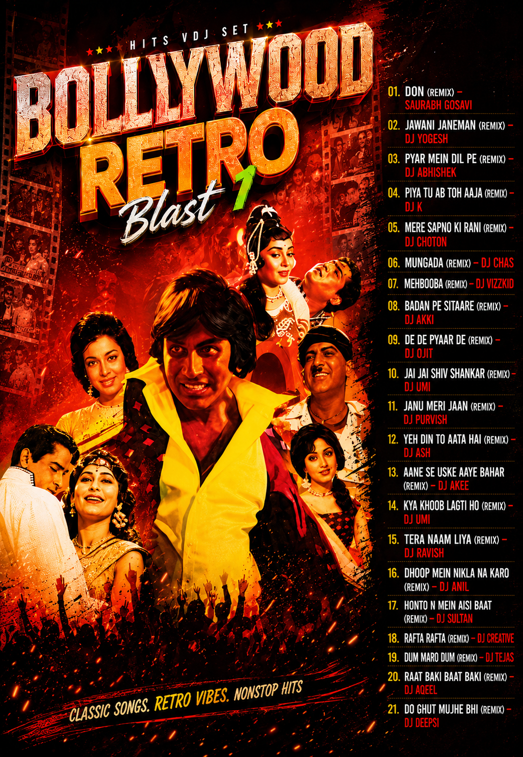 Bollywood Retro Blast – Vol. 1 | Classic Bollywood VDJ Remix Collection & Retro Hits Playlist